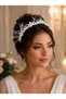 Elegant Crown with Feathered Pearls and Floral Details - Bridal, Maternity Crown, Engagement, Outdoor Shooting Accessory - 2