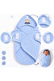 0-3 Months Newborn 100% Cotton Teddy Bear Patterned Velcro Baby Swaddle - 2