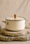 Titancook 22 cm Enamel Frying Pan with Stainless Steel Strainer, Glass Lid and Wooden Handle - 2
