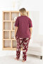 Ring Viscose Short Sleeve Pajama Set-Plum - 2