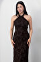 Halter Neck Glitter Flocked Tulle Dress Grs4032 - 2