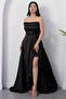 Strapless Neckline Rhinestone Straps Ruffle Satin Dress Drp582 - 7