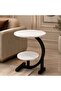 طاولة جانبية مودرن رخام أبيض بطبقتين – تصميم دائري فاخر - 2