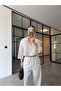 Embroidered Crop Shirt Pants Set Ecru