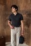 Men's 100% Cotton Buttoned Polo Collar T-Shirt - 4