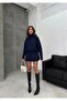 Pleated Mini Skirt Turtleneck Sweater Bottom Top Knitwear Set - 2