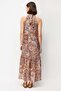 4932 Women's Floral Shawl Patterned Halter Neck Flounce Midi Dress Brown - 7