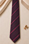 100% Silk Special Design Tie Plum Claret Red - Black - 2