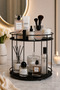 Black | |   Leon 2-Tier Makeup Organizer Metal Cosmetic Organizer Perfume Stand Bathroom Countertop 2-Tier Shelf ✨   Height 25 cm ✨   Diameter 20 cm ✨   20 cm Multi-Purpose Decorative Organizer Stand between 2 Shelves - 6