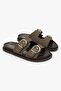 Women's Vian Stone Color Suede Belted Slippers - 2