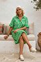 Green Shirt Collar Short Sleeve Patterned Casual Viscose Woven Dress 105 65 - 5