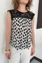 D 3070 Lace Detailed Polka Dot Pleated Blouse - Cream |   D3070 - Cream - 4