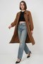 Women's Shirt Collar, Gathered Waist, Elastic Sleeves, Tan Trench Coat - 4