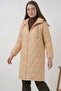 Women's Hooded Quilted Beige Coat - 4