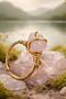 Pink Quartz Gold Color Ring Adjustable Copper (Plated)
