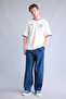 Cotton Boxy Fit Crew Neck Slogan Printed Short Sleeve T-Shirt H7480Ax26Hs - 2