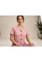 Summer Powder Floral Patterned Short Sleeve Combed Cotton 100% Cotton Pajama Set - 5