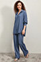 Women's Shirt Collar Oversize Indigo Double Suit