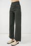 Women's High Waist Denim Wide Leg Green Palazzo Trousers - 5