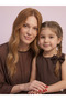 Mother-Child Matching Outfit, Brown Sheer Tulle Blouse with Batwing Sleeves and Bow Tie. - 4