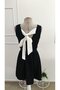 Women's Strappy Double-Breasted Collared Short Janjan Crepe Dress with Bow Detail on the Back - 5