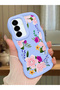 Samsung Galaxy A56 Compatible Case Camera Protector Blue Silicone Couple Phone Case Floral Pattern