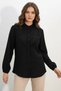 Women's Ruffled Lace Detailed Black Shirt - 3