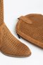 Women's Western Cowboy Perforated Vegan Suede Long Summer Boots with Back Zipper - 6
