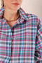 Women's Checkered Pattern Basic Oversize Cotton A. Tile Shirt - 6
