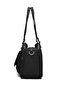 Medium Size Multi-Pocket Waterproof Lightweight Crinkle Fabric Women's Shoulder Bag Black - 5