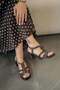 Poleny Women's Stoned Leather Heeled Sandals Brown - 3