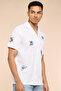 Embroidered Shirt with Revere Collar and Short Sleeves - 5