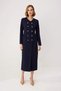 Women's Double Breasted Cut Long Sleeve Jacket Collar Maxi Dress Buttoned Unlined Finike Woven Daily Casual - 4