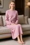 Women's Maxi Dress Crew Neck Long Sleeve A-Line Cut Linen Textured Unlined Daily Casual Modern - 3