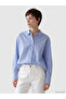 Blue Striped Lace Detailed Women's Shirt