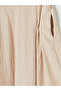Ecru Elastic Waist Striped Pleated Skirt - 4