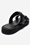Dorel Black Genuine Leather Buckle Women's Slippers - 5