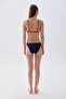 Women's Navy Blue Bikini Bottom with Stitching Detail - 2
