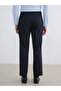 Navy Blue Standard Fit Pleated Men's Fabric Trousers - 4