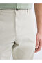 Beige Slim Fit Gabardine Men's Chino Trousers - 3
