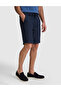 Navy Blue Slim Fit 100% Linen Woven Shorts with Elastic Waistband 50321827-Vr033 - 4