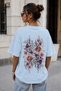 Flower Bouquet Back Print Unisex Oversize T-Shirt – Cotton Crew Neck Casual T-Shirt
