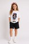 Girl's T-Shirt and Shorts Set 100% Cotton Summer Comfortable Fit Red Ribbon Girl Printed Sports Casual Set (Shorts and T-Shirt Set)