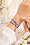 Marteniçka Bracelet Set with Evil Eye Beads Blue White Purple String Good Luck Bracelet - 2