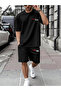 Men's 100% Cotton Paris Printed T-Shirt Shorts Set Oversize Relaxed Fit Streetwear