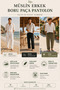 Men's 100% Cotton Muslin Tapered Leg Trousers, Relaxed Fit, Pockets, Lace-Up Casual Beach Trousers - 4