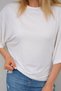 Women's Crew Neck Casual Blouse with Stone Detail - 2