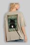 For the Love of Cats 105 Cat Printed Beige Oversize T-Shirt 100% Cotton Unisex Cat Lover Premium Design - 3