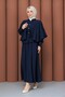 Women's Silk Cupra Suit with Sleeves, Buttons, and Cape Detail Skirt - 5