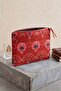 Red 16 Inch Lined Zippered Silk Wool Blend Felt Handbag - 3
